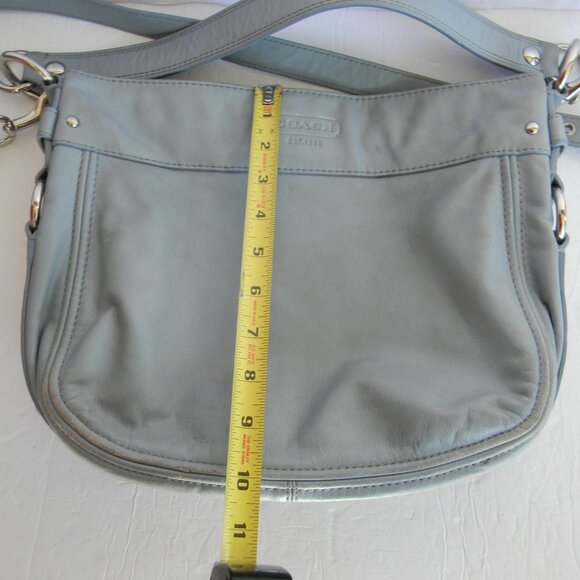 COACH  F14707 Zoe Leather Convertible Shoulder Crossbody LIGHT Blue/GRAY MEDIUM - Picture 2 of 9